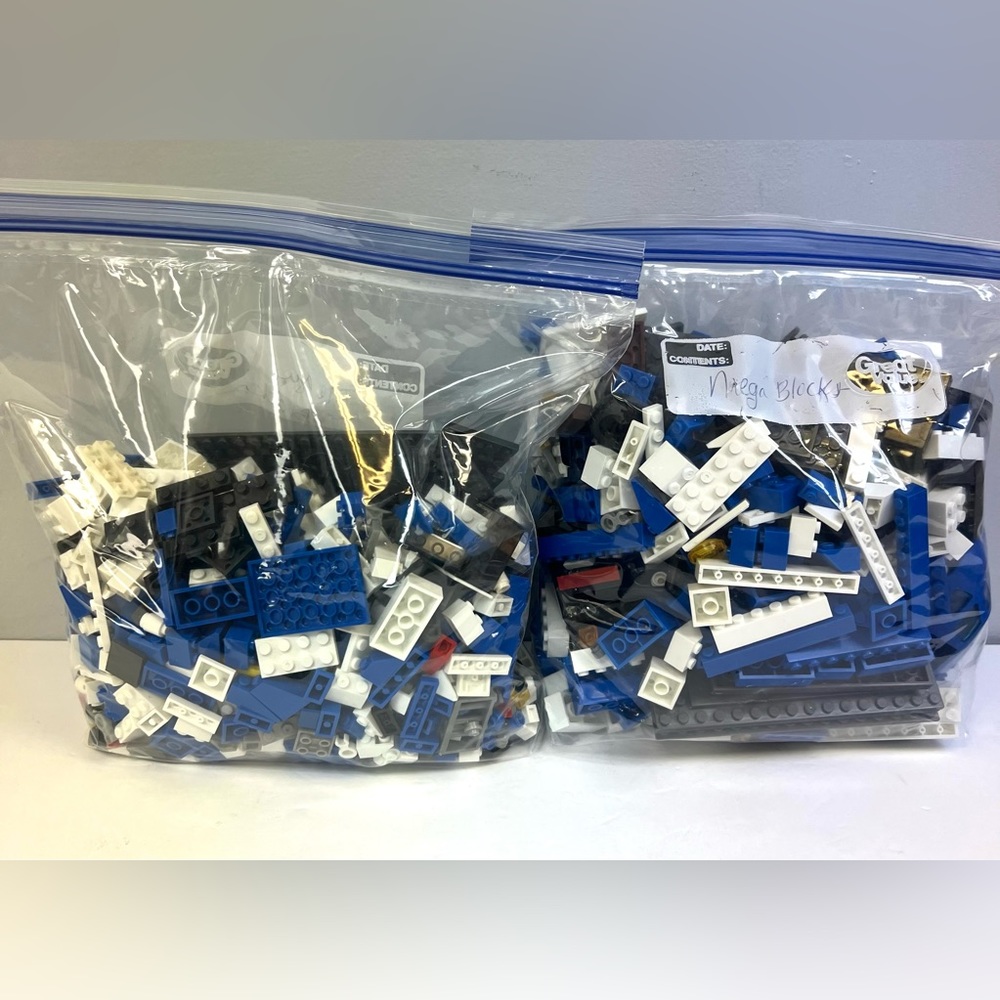 Mega Blocks‎ - Two bags , Mixed pieces, Blue/White/Grey/Black, Pre-Owned